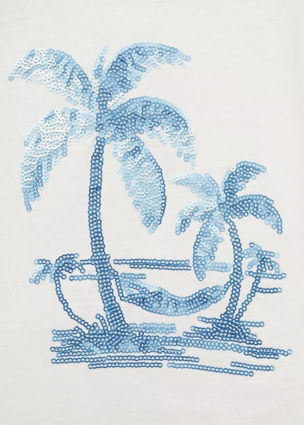 NATURAL WHITE Palm print T-shirt, Kids Girl, , large image number 2