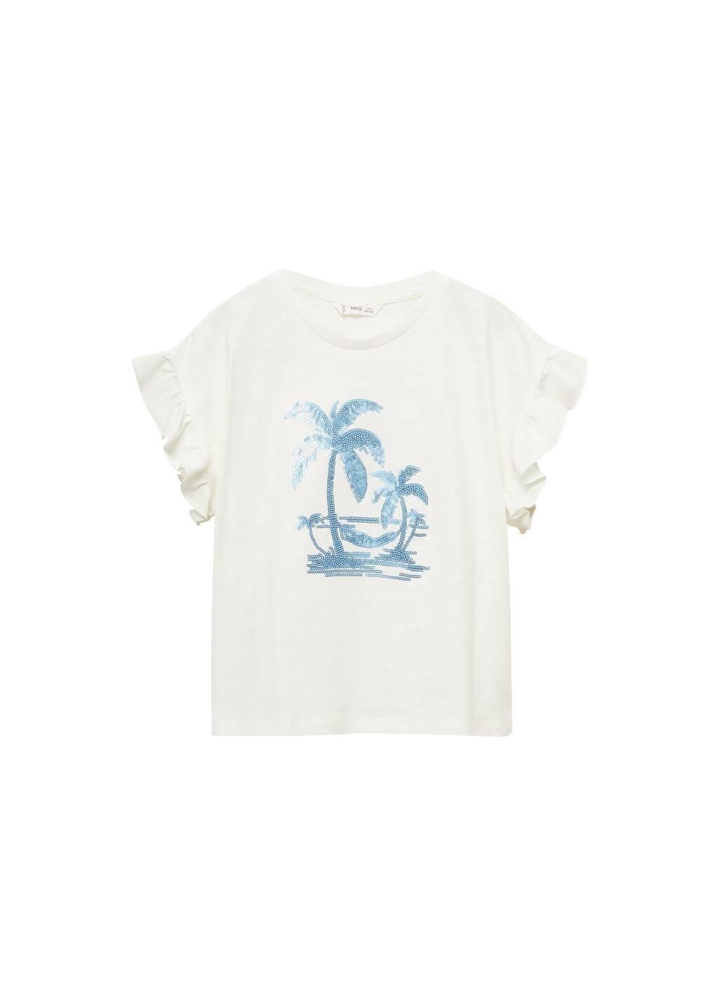 NATURAL WHITE Palm print T-shirt, Kids Girl, , large image number 3