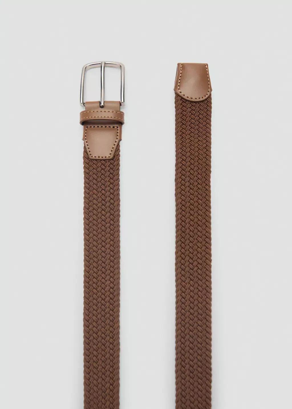 Brown Braided Elastic Belt, , large image number 1