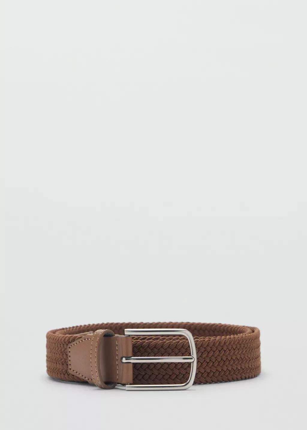 Brown Braided Elastic Belt, , large image number 3