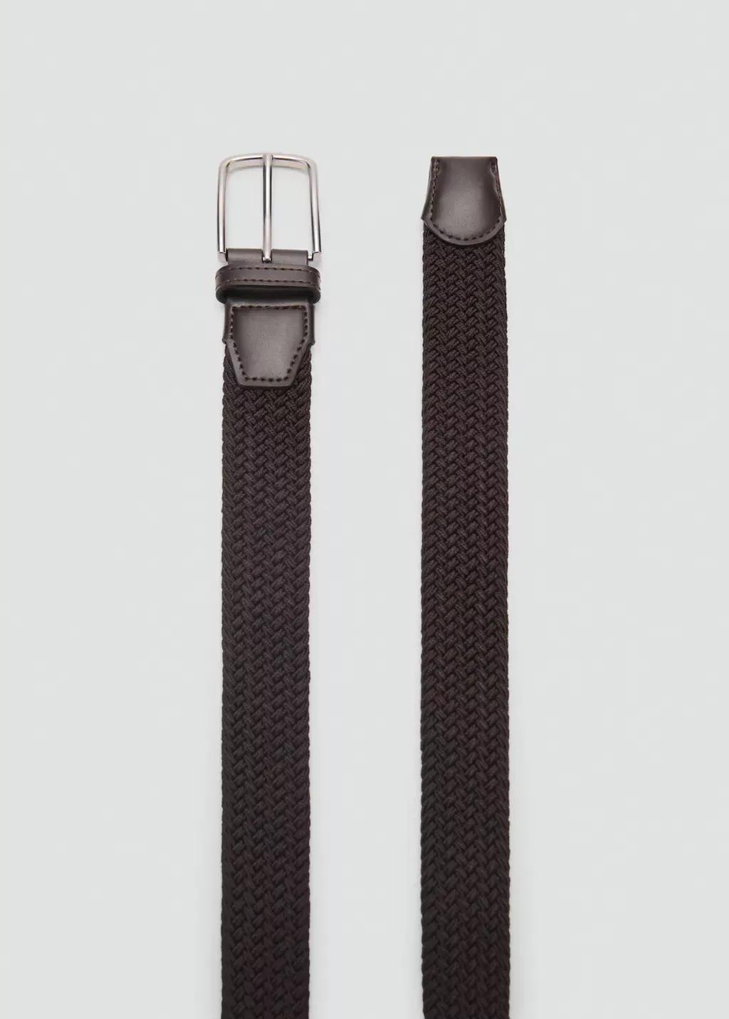 Brown Braided Elastic Belt, , large image number 1