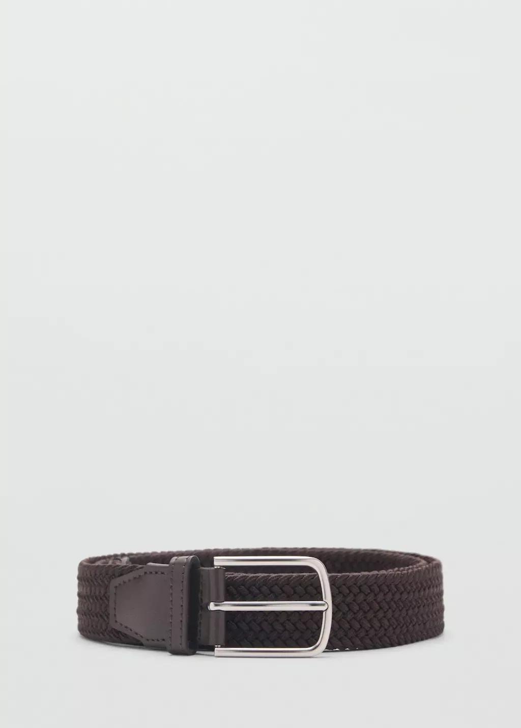 Brown Braided Elastic Belt, , large image number 3