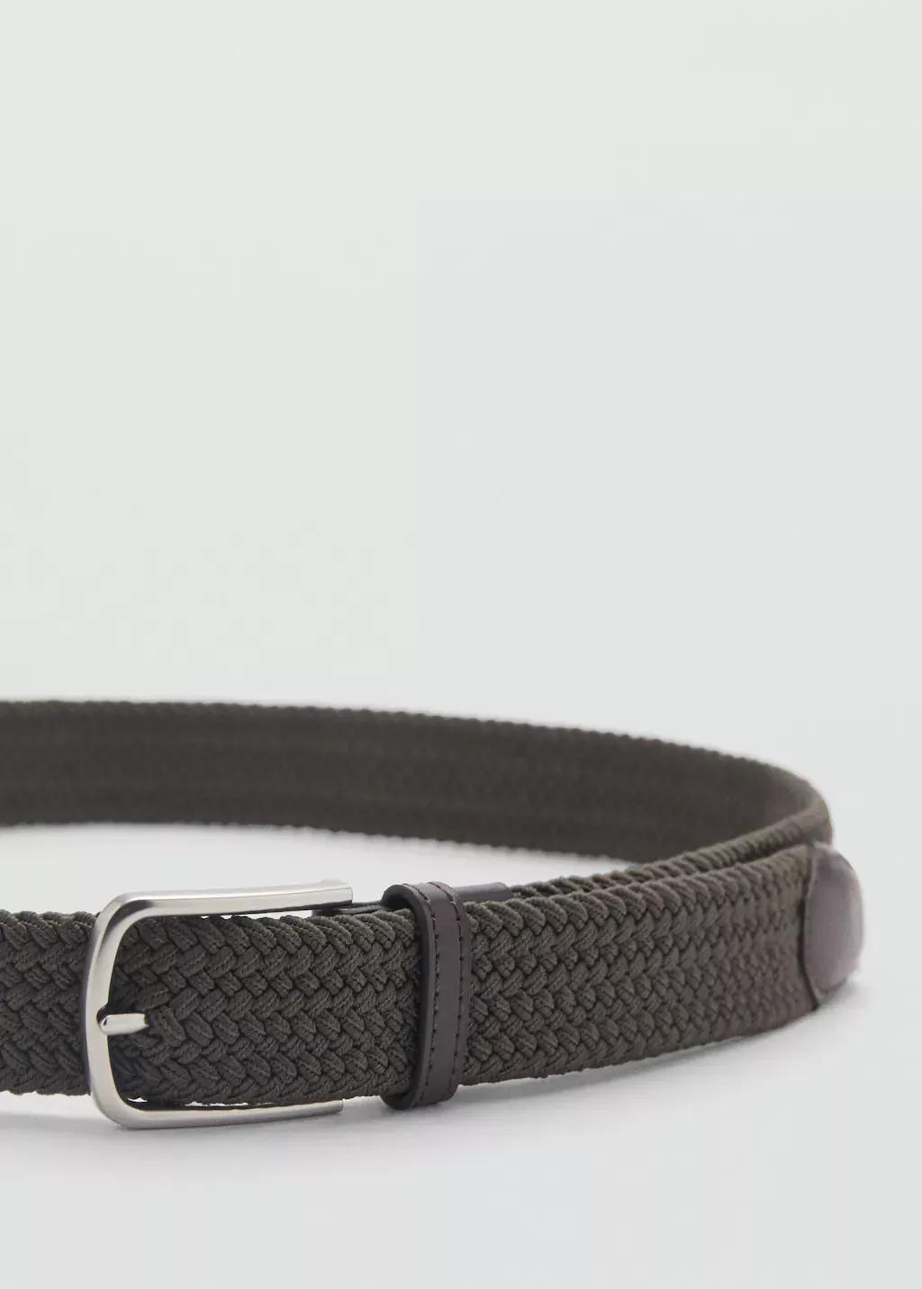 Khaki Braided Elastic Belt, , medium