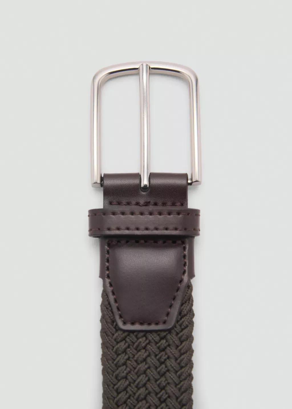 Khaki Braided Elastic Belt, , large image number 1