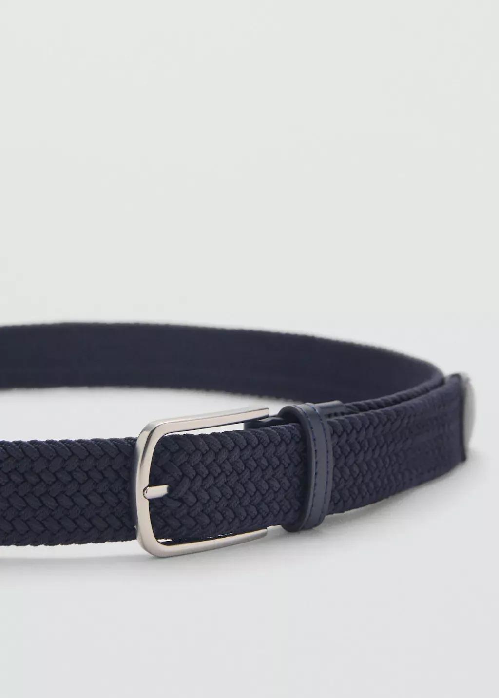 Navy Braided Elastic Belt, , medium