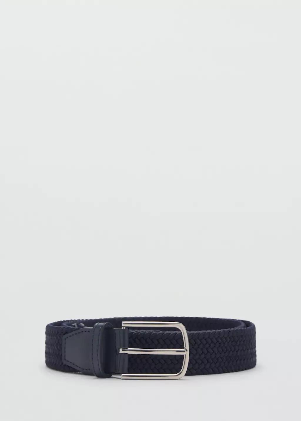 Navy Braided Elastic Belt, , large image number 3