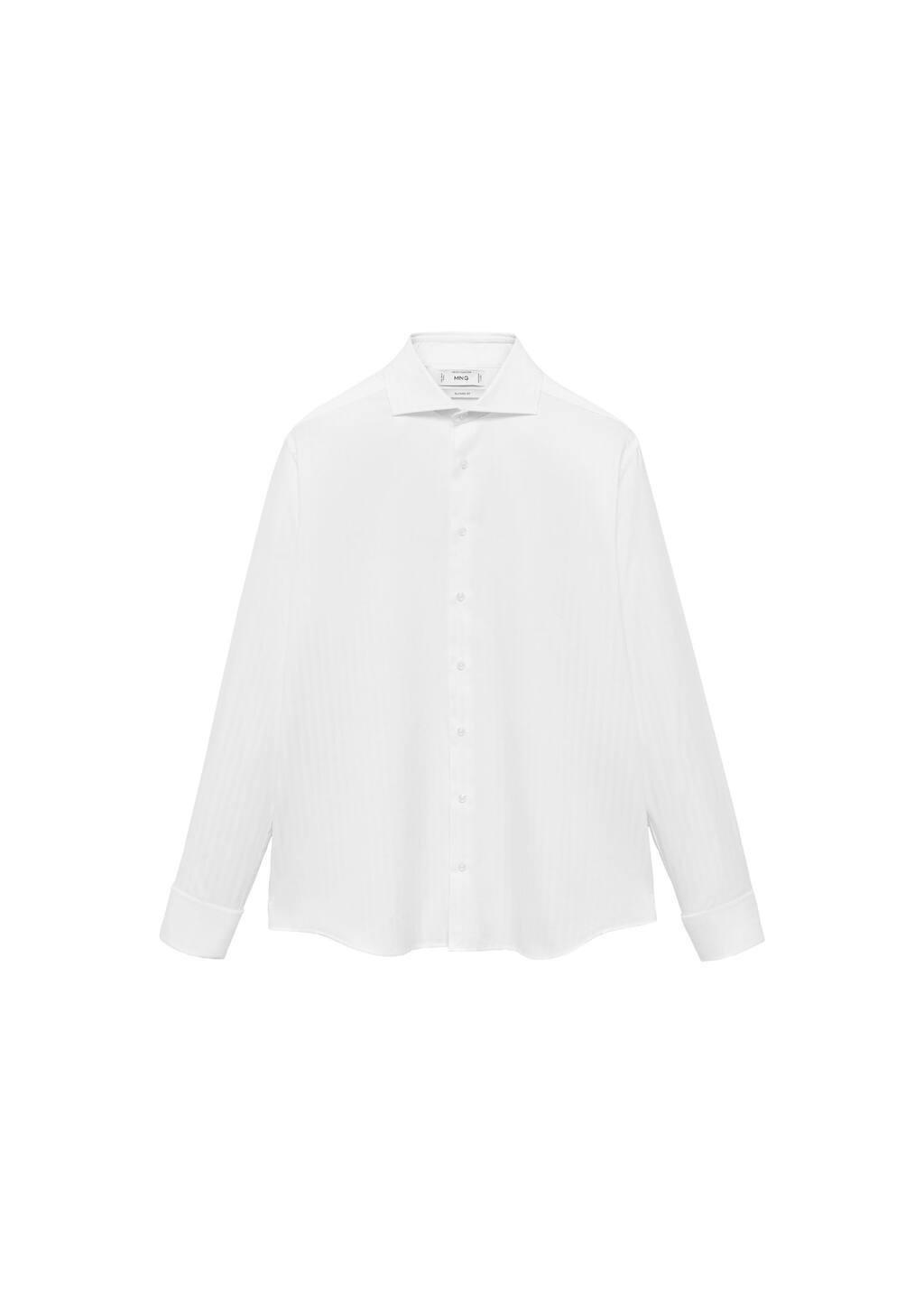 White 100% Cotton Slim-Fit Suit Shirt, , large image number 2
