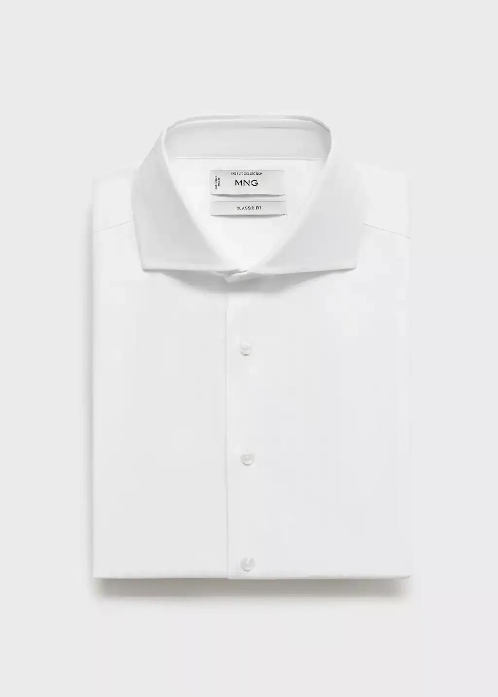 White 100% Cotton Slim-Fit Suit Shirt, , large image number 5