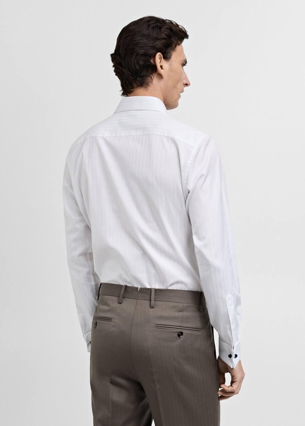 White 100% Cotton Slim-Fit Suit Shirt, , large image number 6