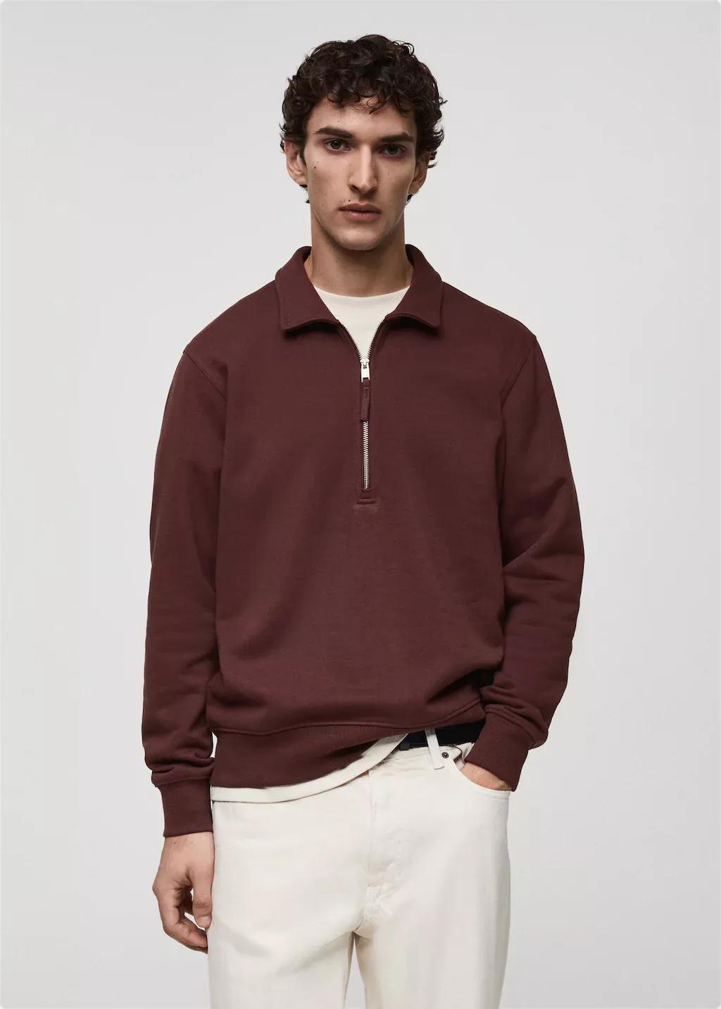 Red Regular-Fit Cotton Polo Sweatshirt, , large image number 0
