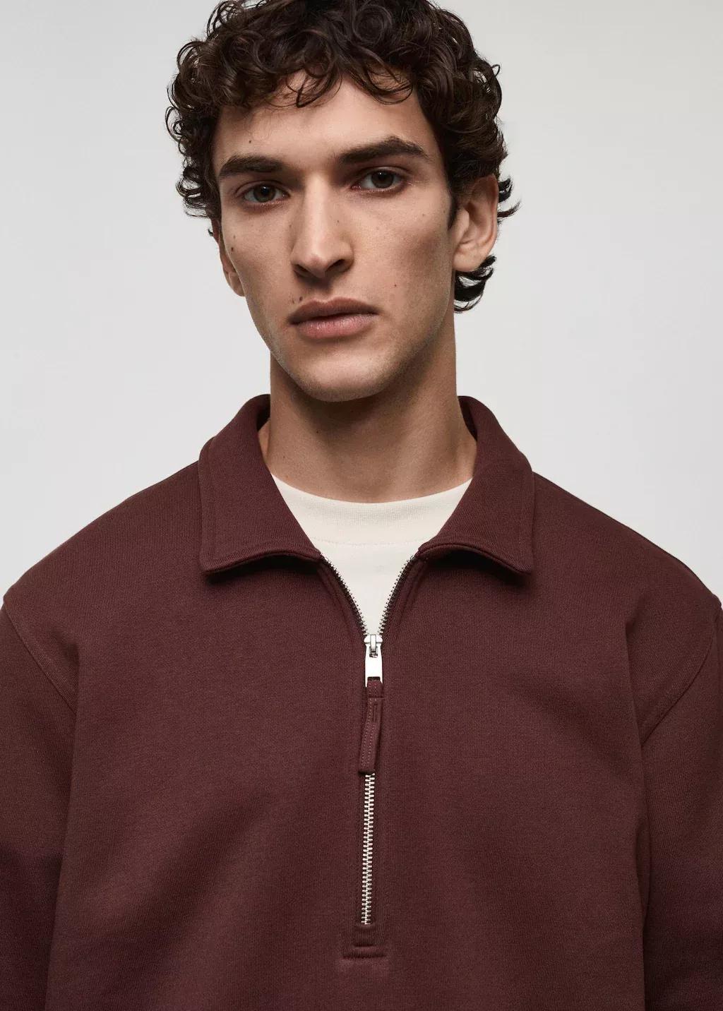 Red Regular-Fit Cotton Polo Sweatshirt, , large image number 1