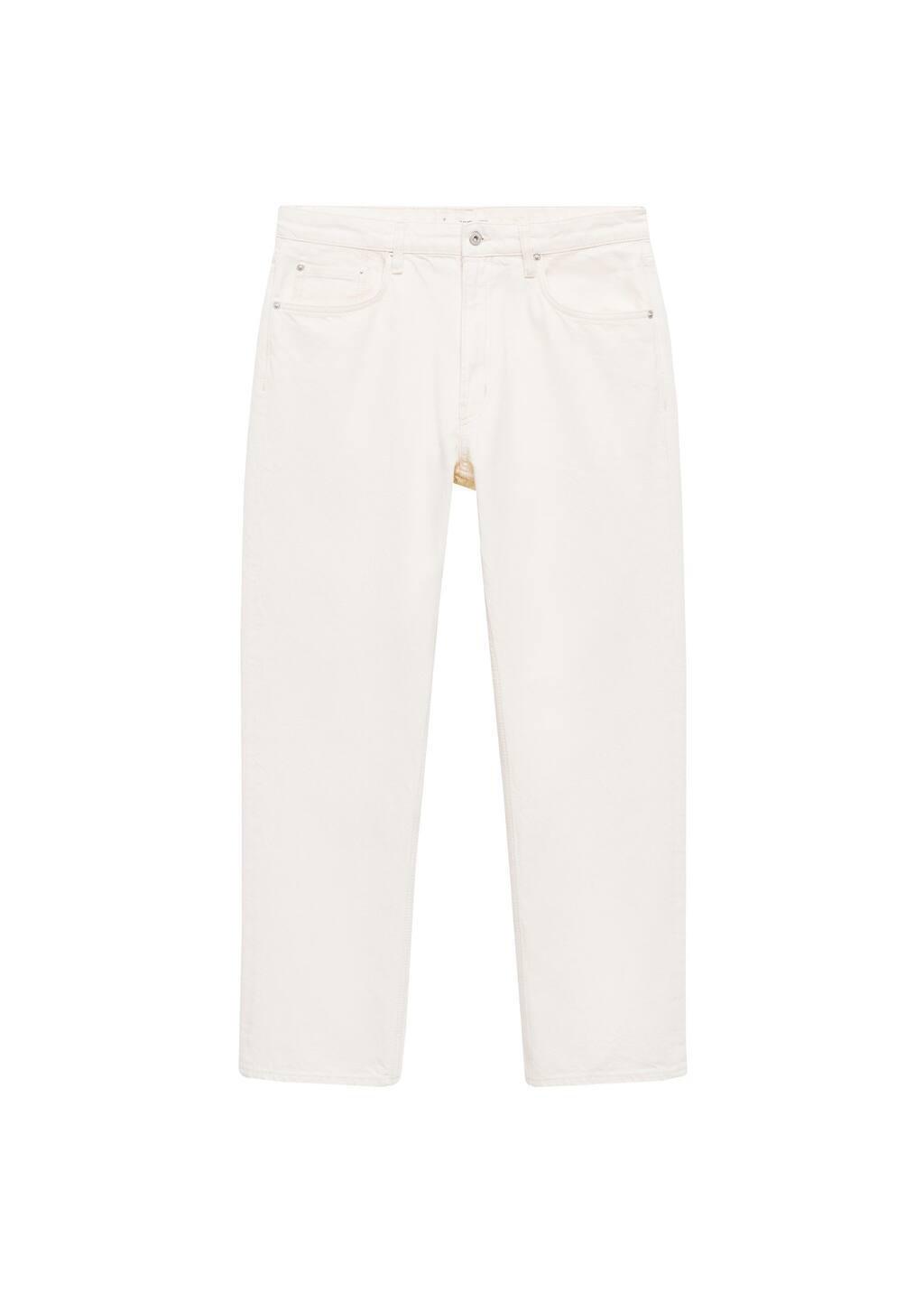 White Straight Fit Raw Jeans, , large image number 2