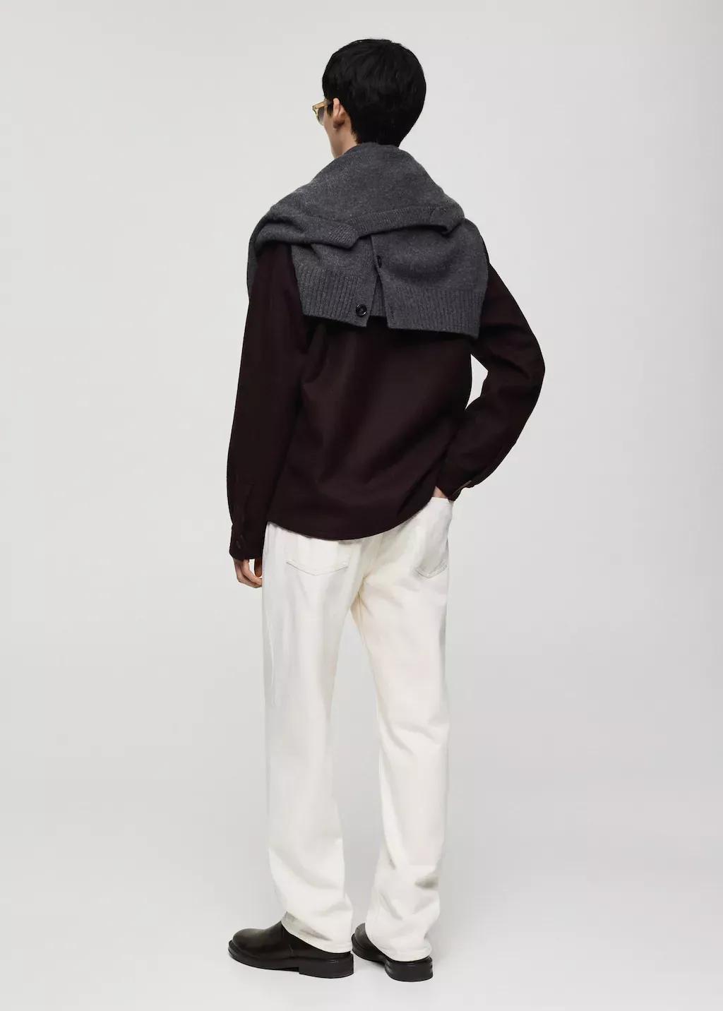White Straight Fit Raw Jeans, , large image number 7