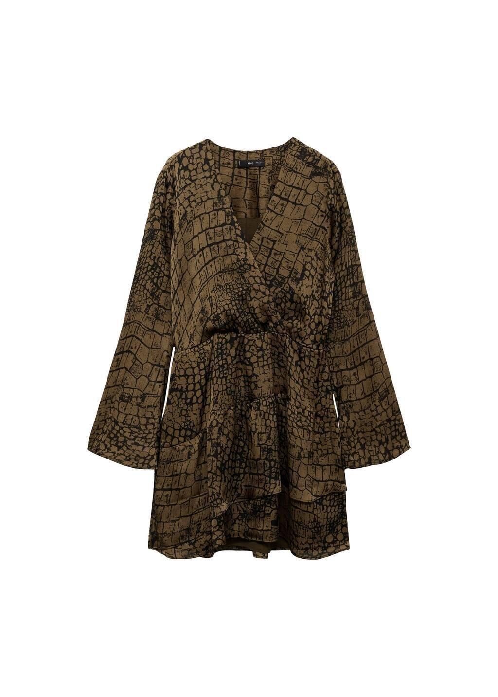 Brown Animal Print Ruffle Dress, , large image number 2