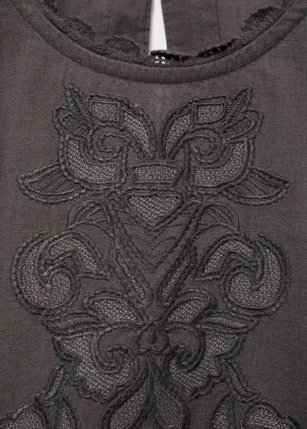 CHARCOAL Embroidered details blouse, Kids Girl, , large image number 1