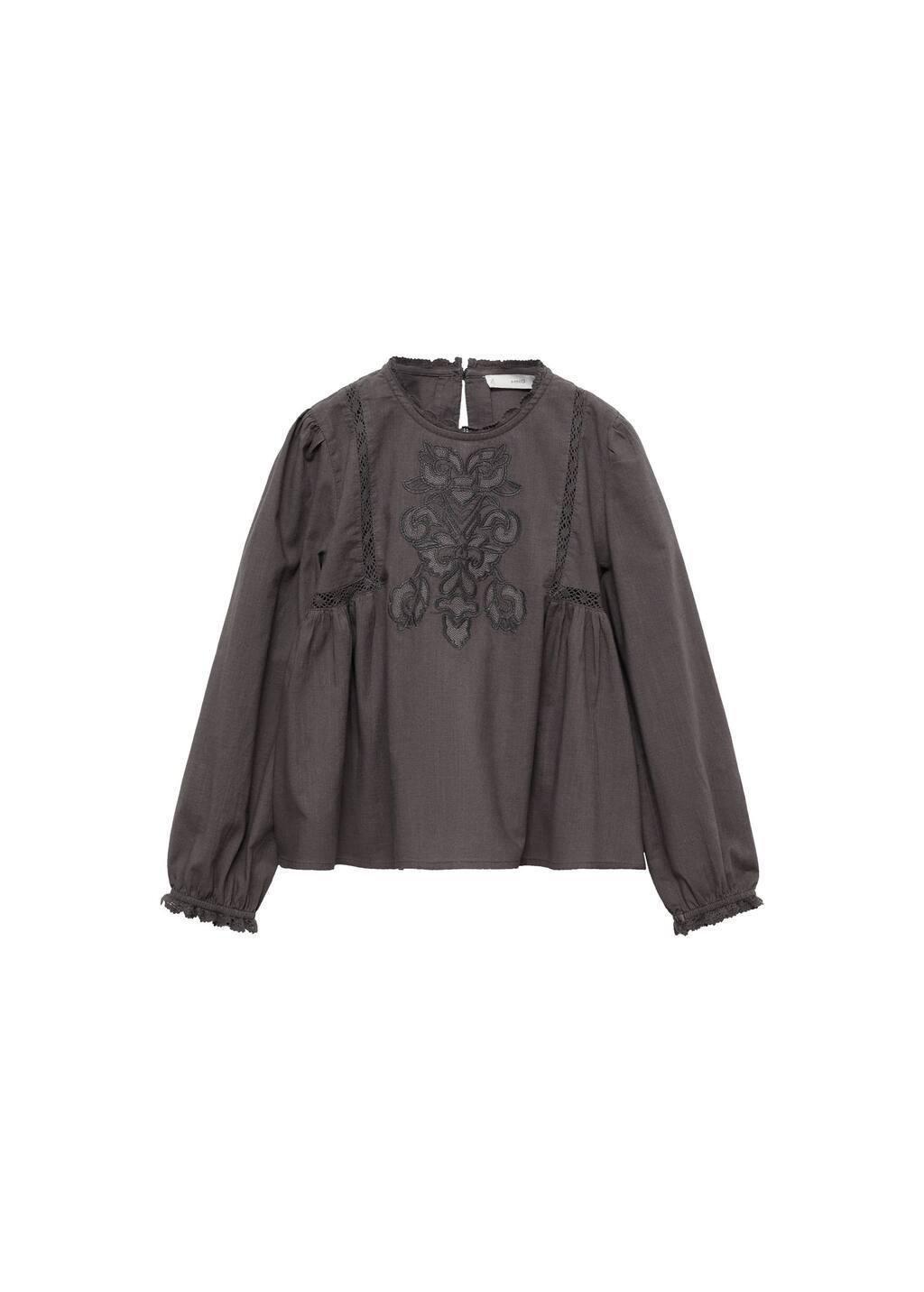 CHARCOAL Embroidered details blouse, Kids Girl, , large image number 2