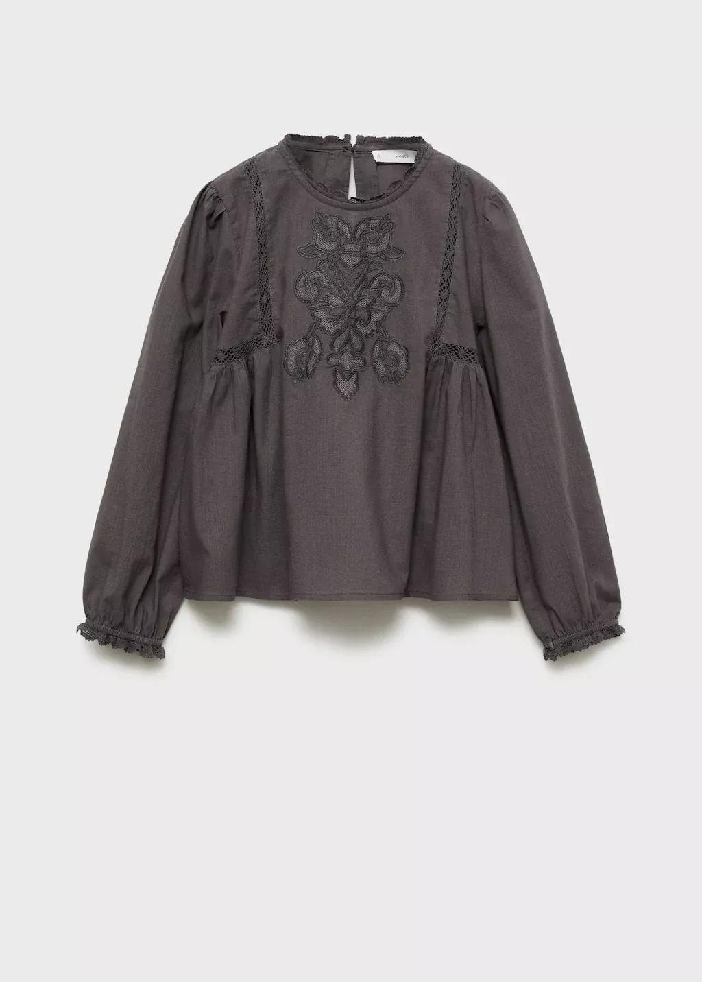 CHARCOAL Embroidered details blouse, Kids Girl, , large image number 4