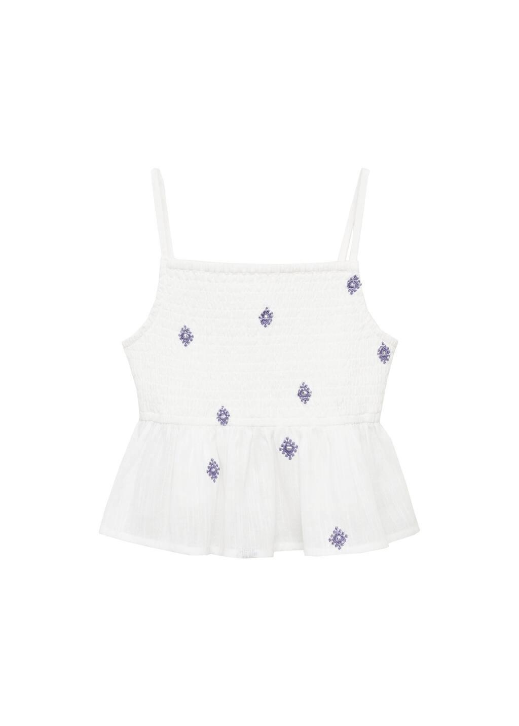 White Blouse Embroidered Details Ruffle, Kids Girl, , large image number 2