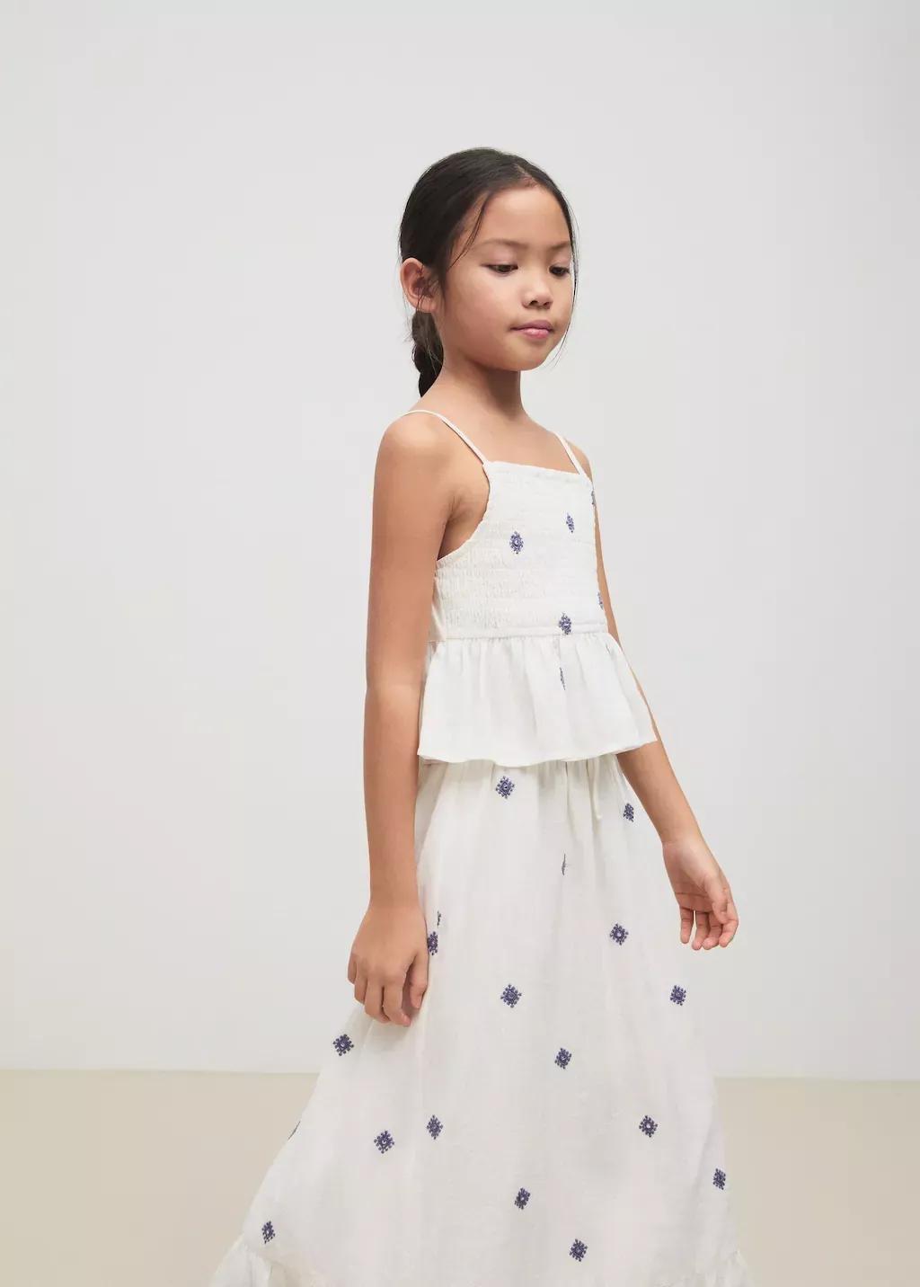White Blouse Embroidered Details Ruffle, Kids Girl, , large image number 3