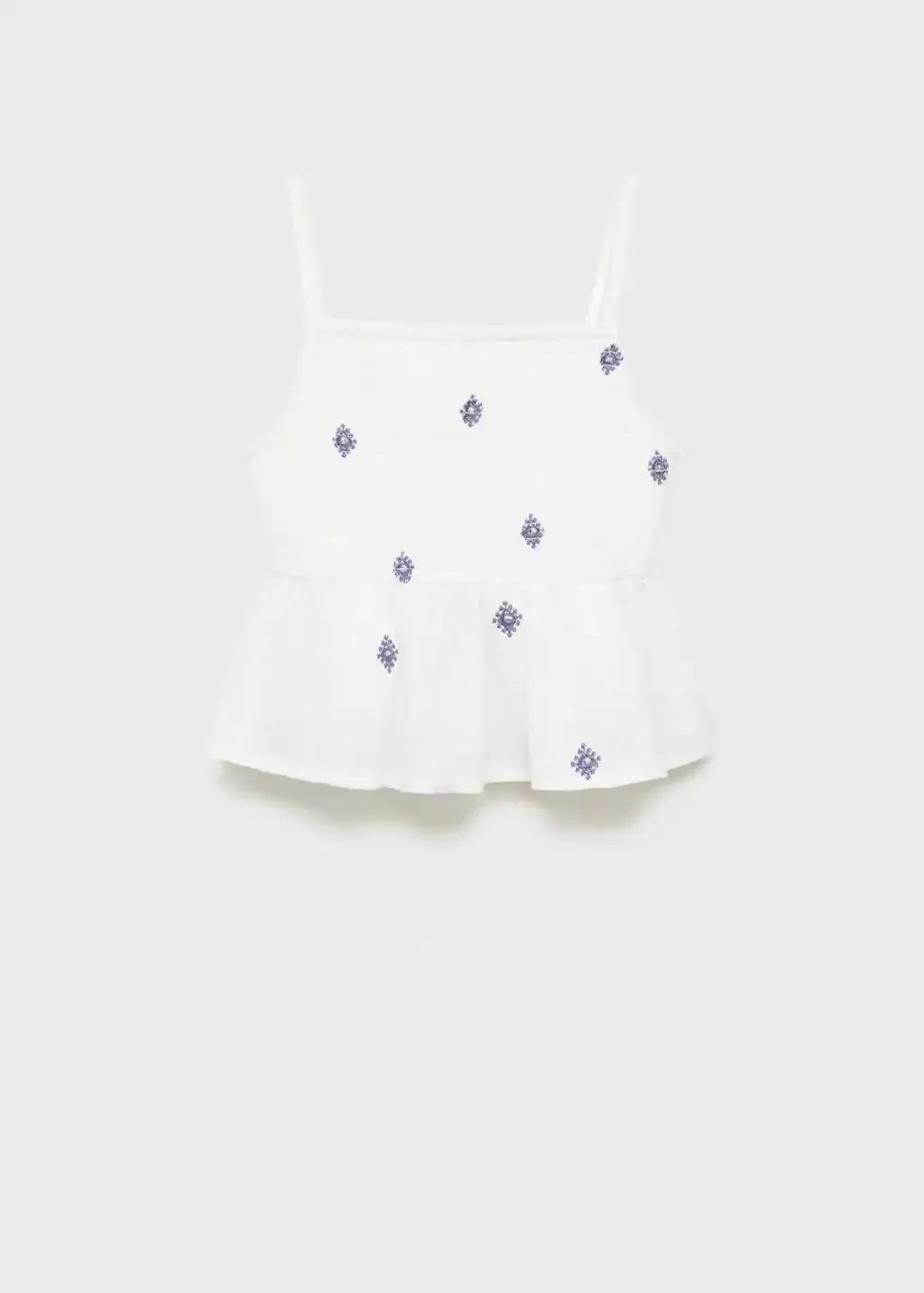 White Blouse Embroidered Details Ruffle, Kids Girl, , large image number 4