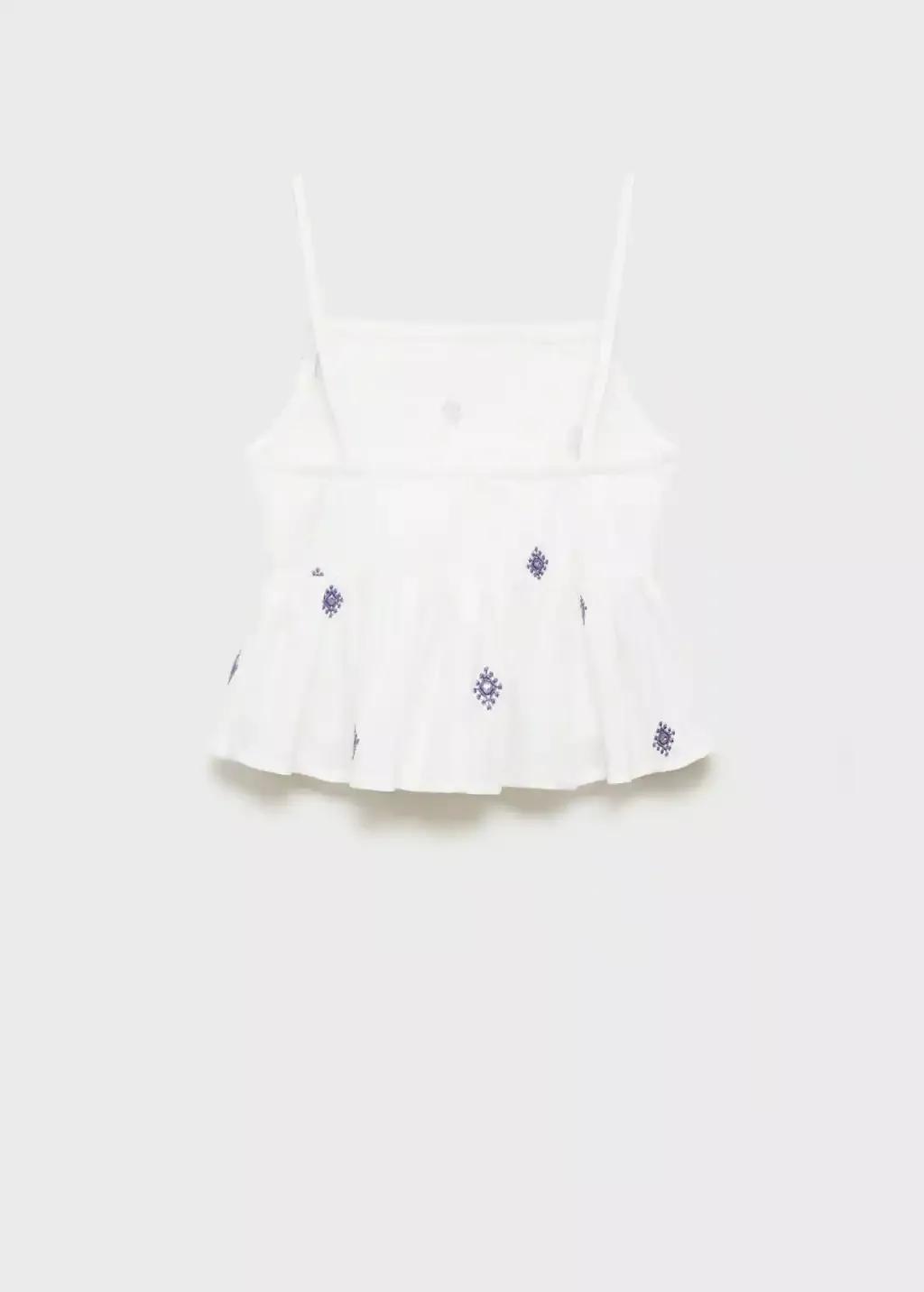 White Blouse Embroidered Details Ruffle, Kids Girl, , large image number 6