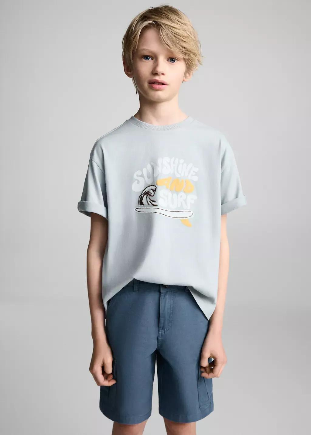 Blue Cargo Bermuda Shorts, Kids Boy, , medium