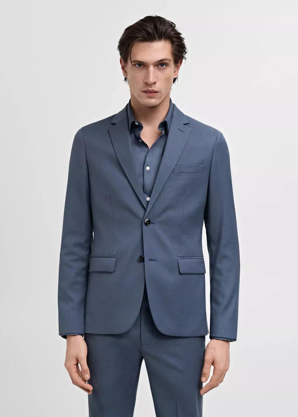 Blue Lt-Pastel Slim Fit Suit Blazer, , large image number 0