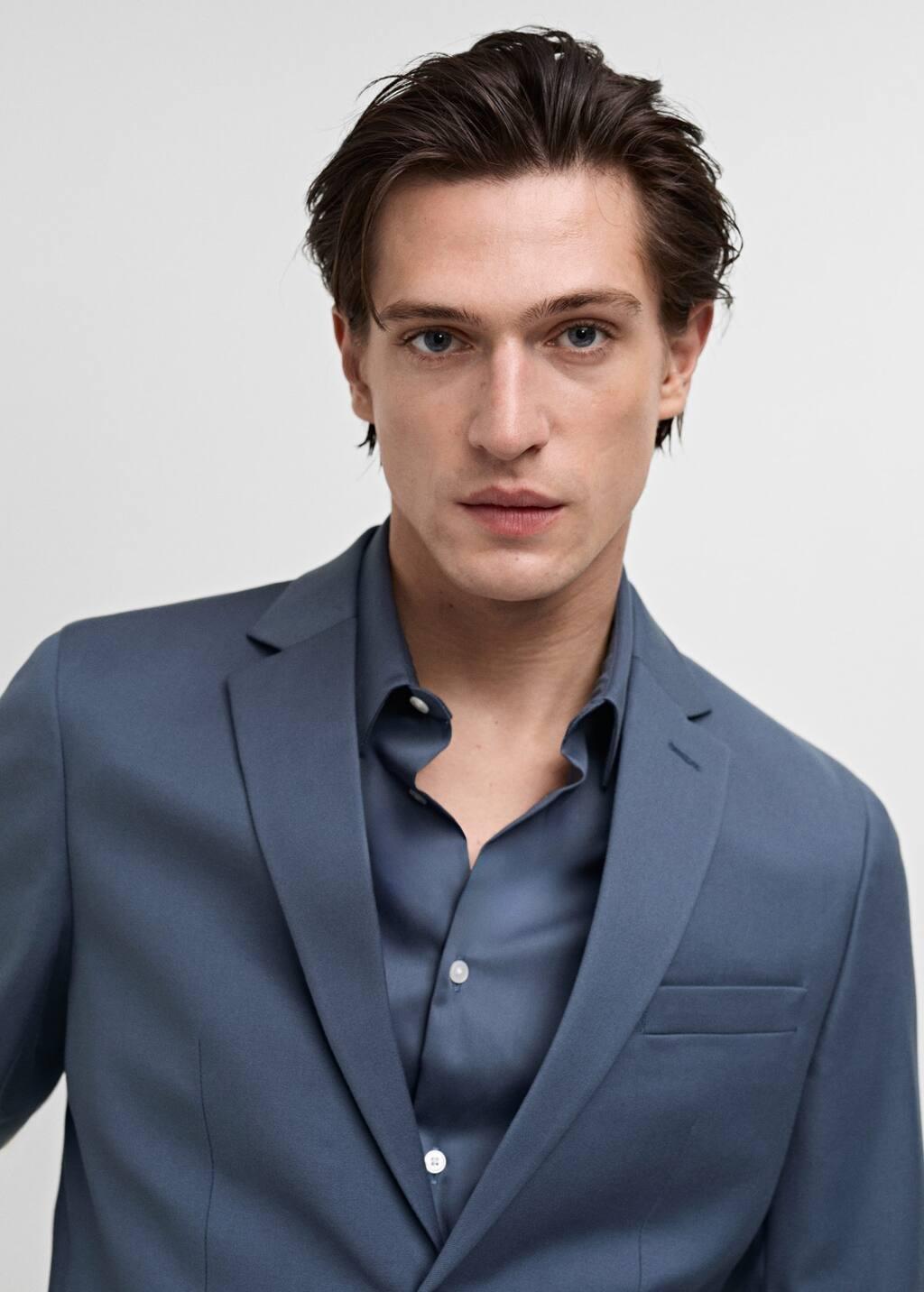 Blue Lt-Pastel Slim Fit Suit Blazer, , large image number 1