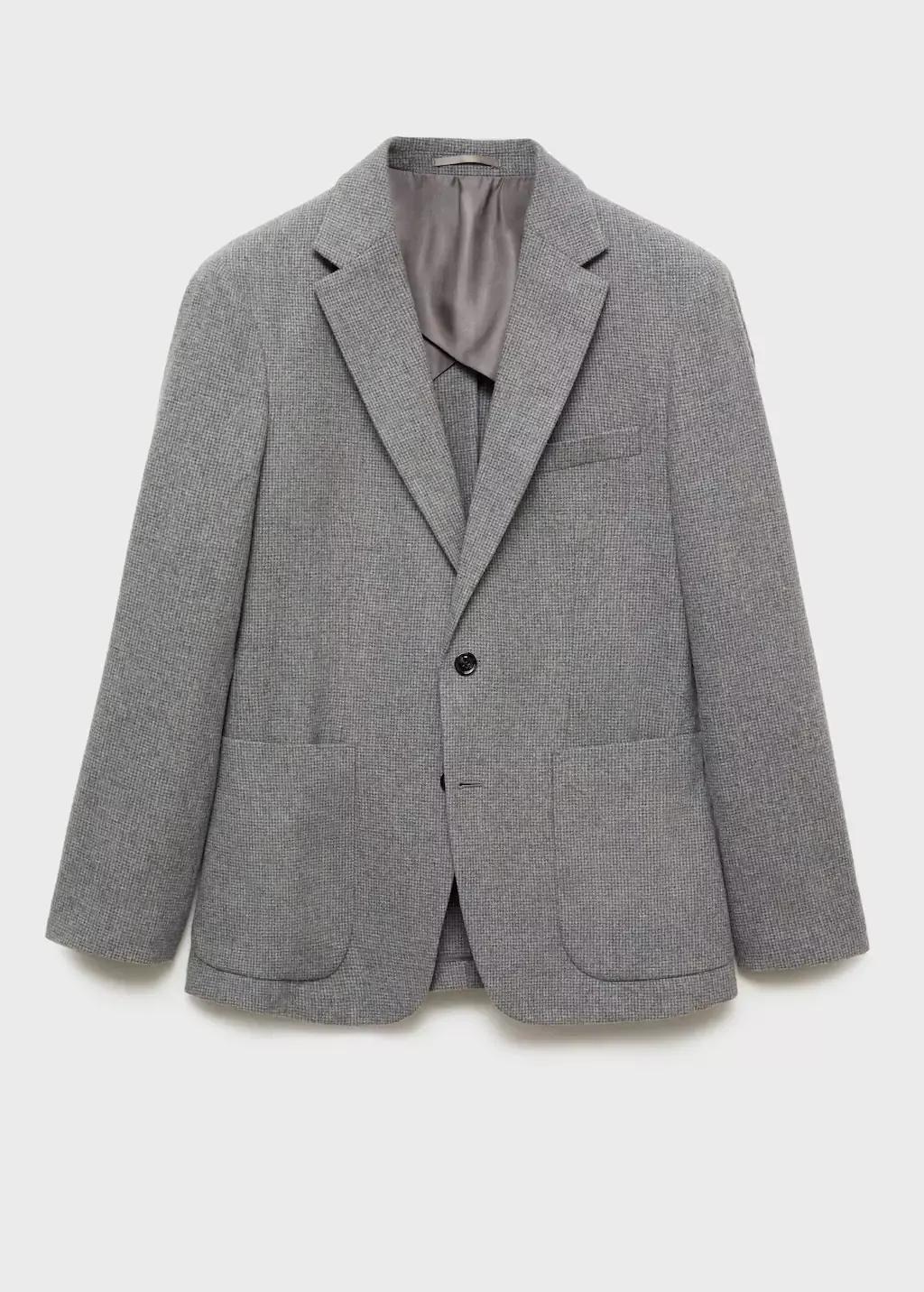 Grey Linen Plain Suit Blazer, , large image number 0
