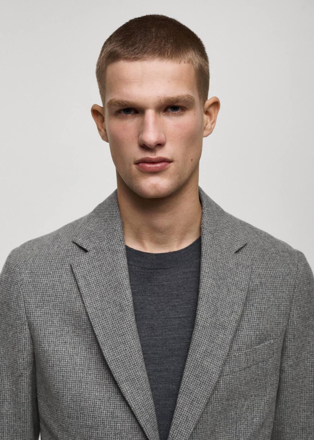 Grey Linen Plain Suit Blazer, , large image number 2