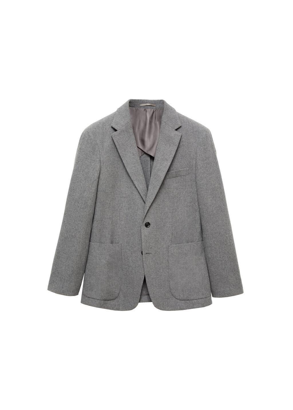 Grey Linen Plain Suit Blazer, , large image number 3