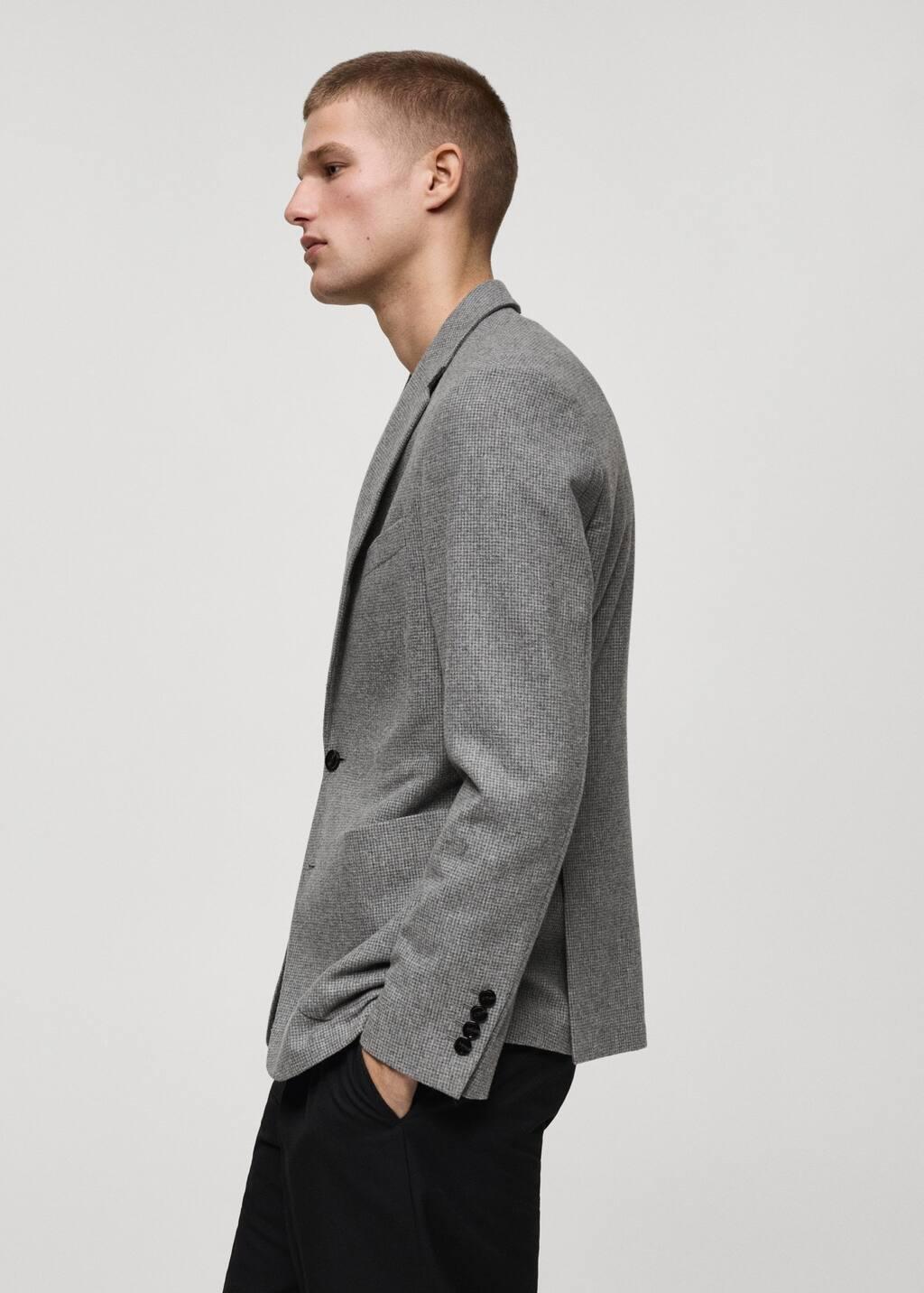 Grey Linen Plain Suit Blazer, , large image number 4