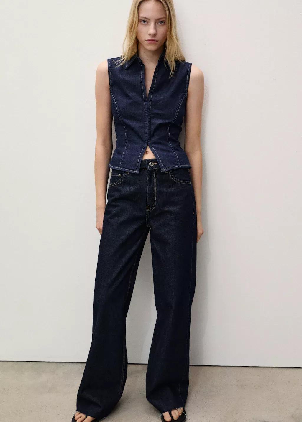 Blue Danila Wide leg High-Rise Jeans, , large image number 3