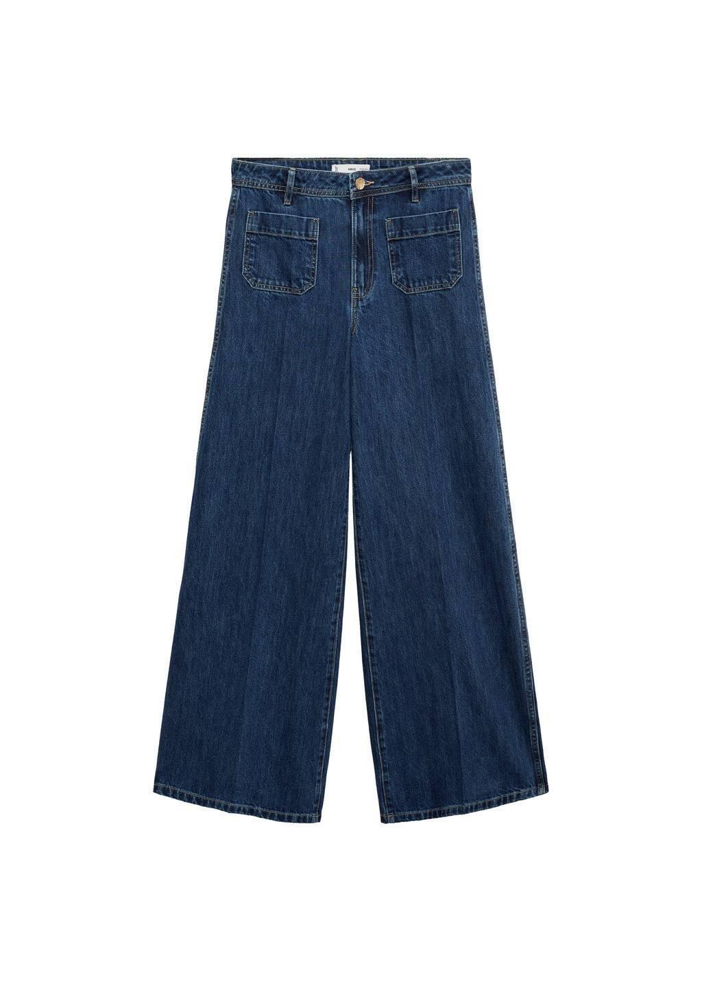 Blue Wideleg Jeans With Pockets, , large image number 2