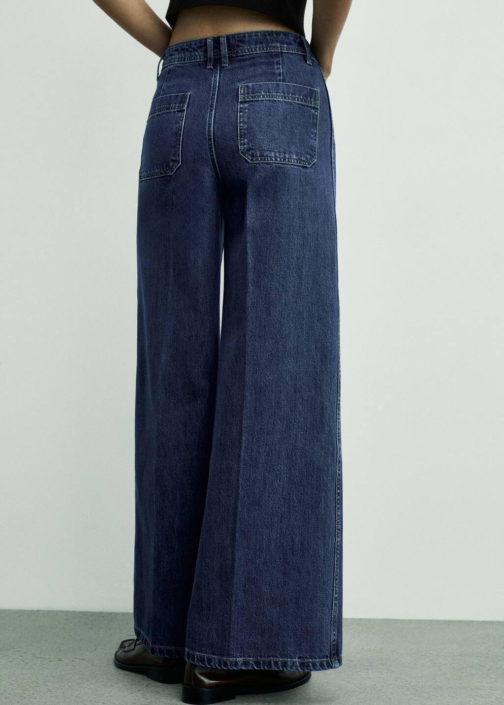 Blue Wideleg Jeans With Pockets, , large image number 5