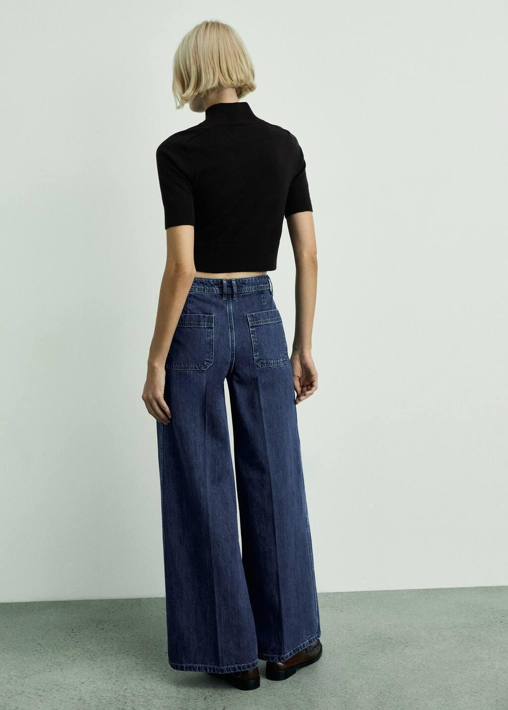 Blue Wideleg Jeans With Pockets, , large image number 7