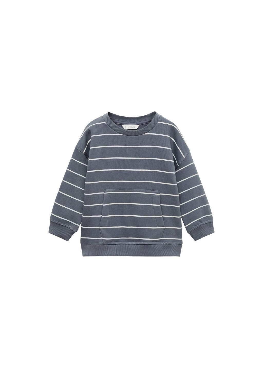 MEDIUM BLUE Striped cotton-blend sweatshirt, Baby Boy, , large image number 2