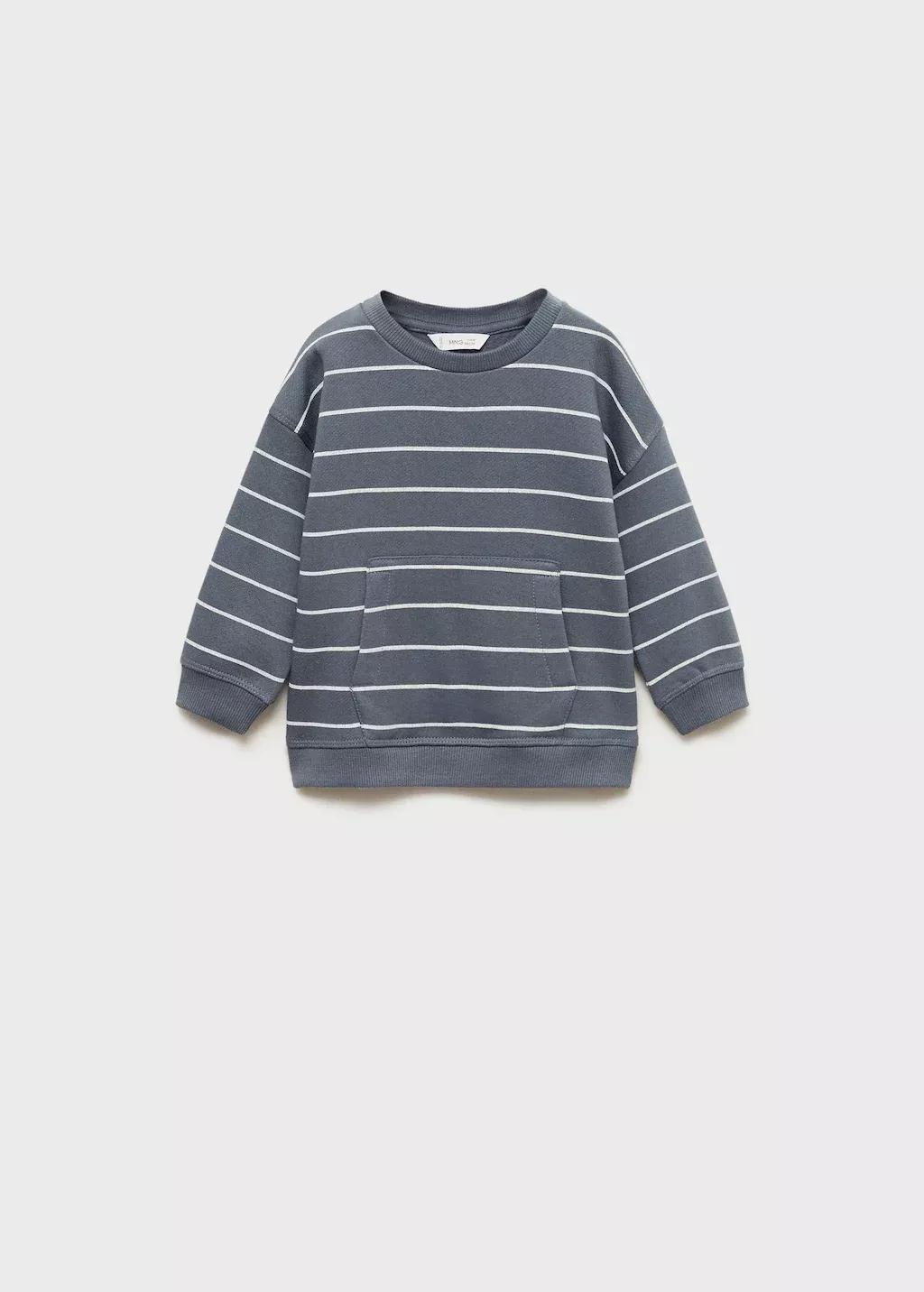 MEDIUM BLUE Striped cotton-blend sweatshirt, Baby Boy, , large image number 4