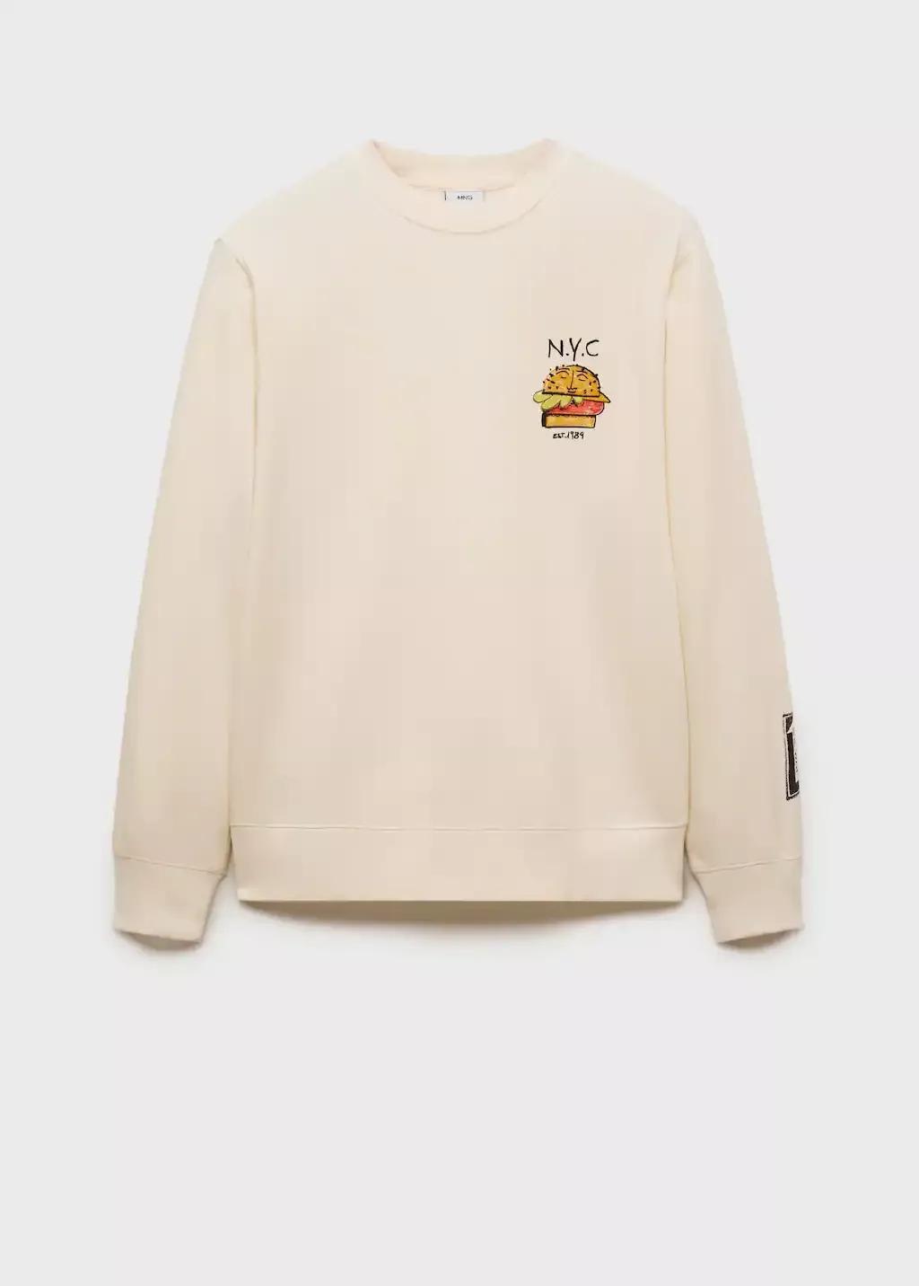 Beige Graphic Printed Cotton Sweatshirt, , large image number 4