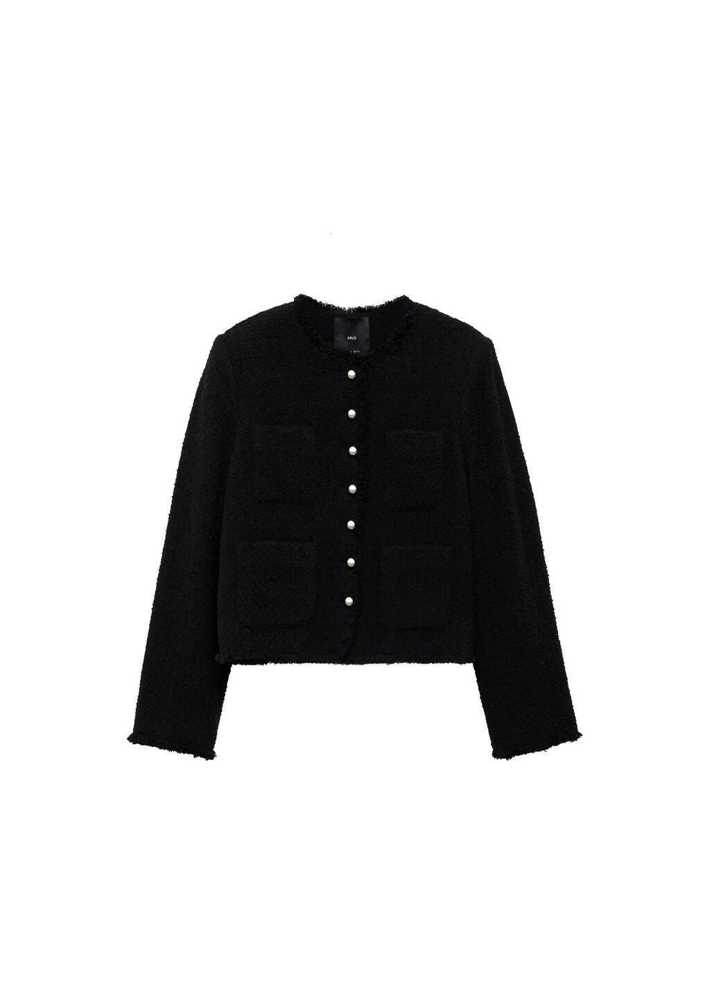 Black Tweed Jacket With Jewel Buttons, , large image number 2