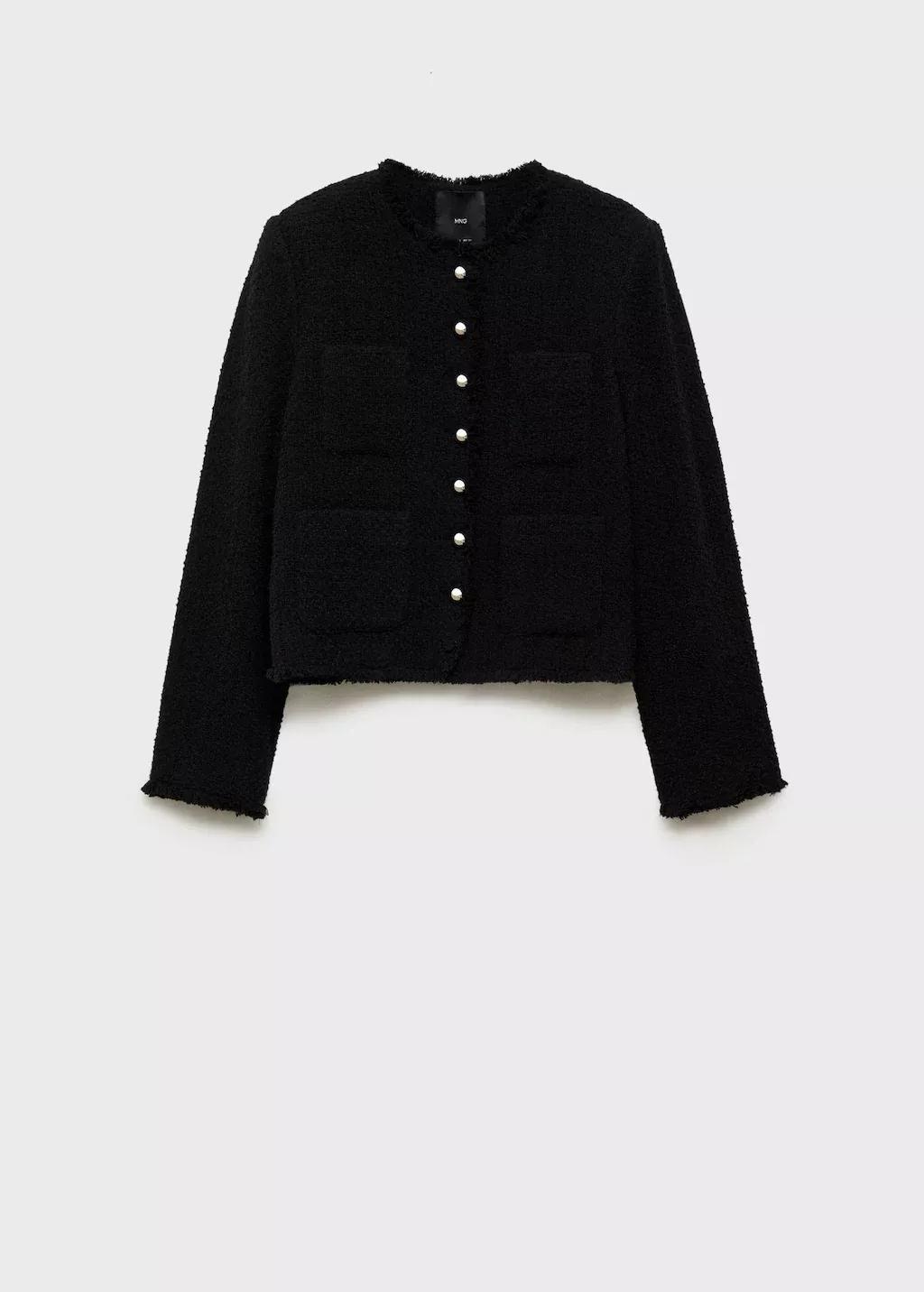Black Tweed Jacket With Jewel Buttons, , large image number 5
