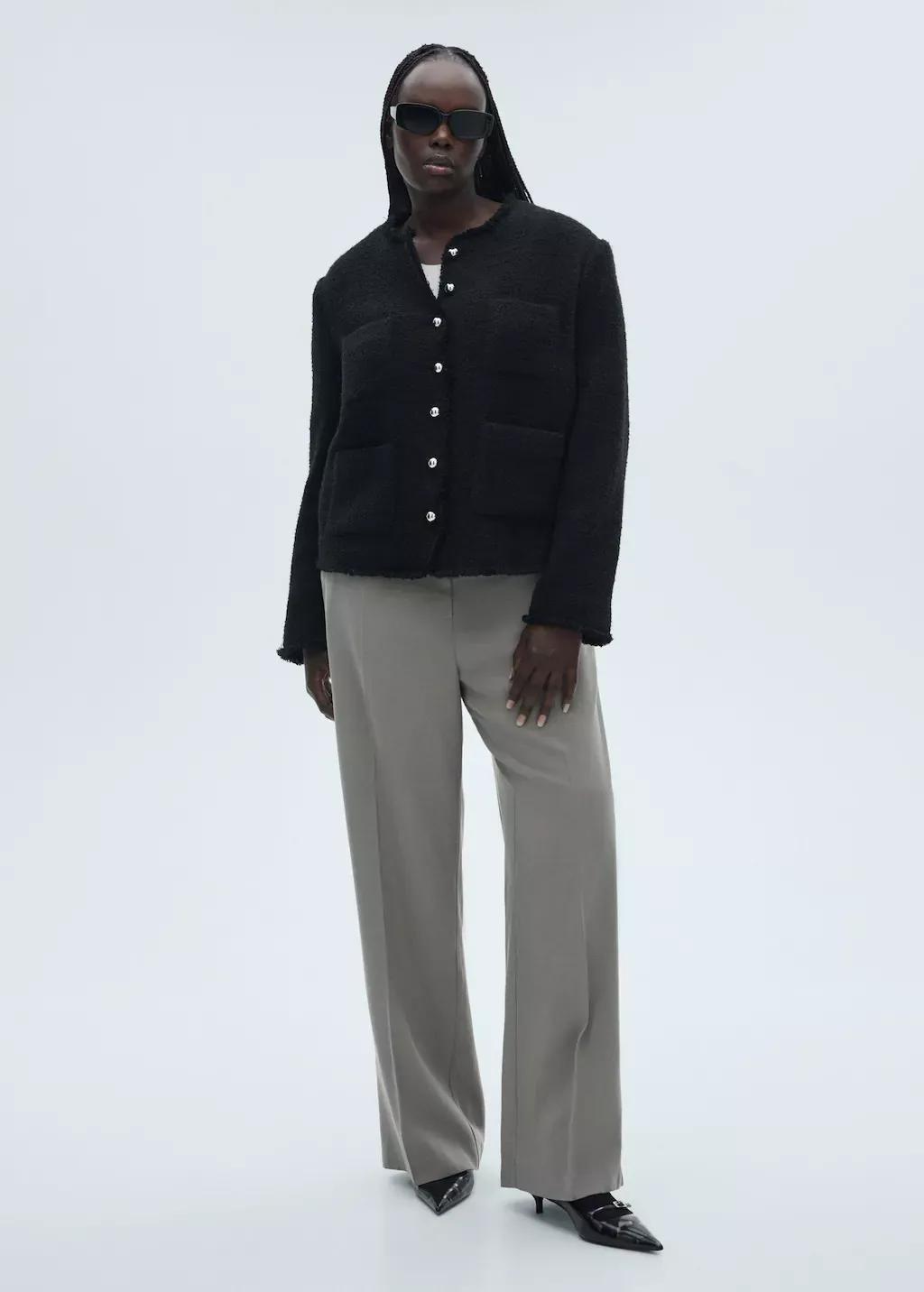 Black Tweed Jacket With Jewel Buttons, , large image number 7