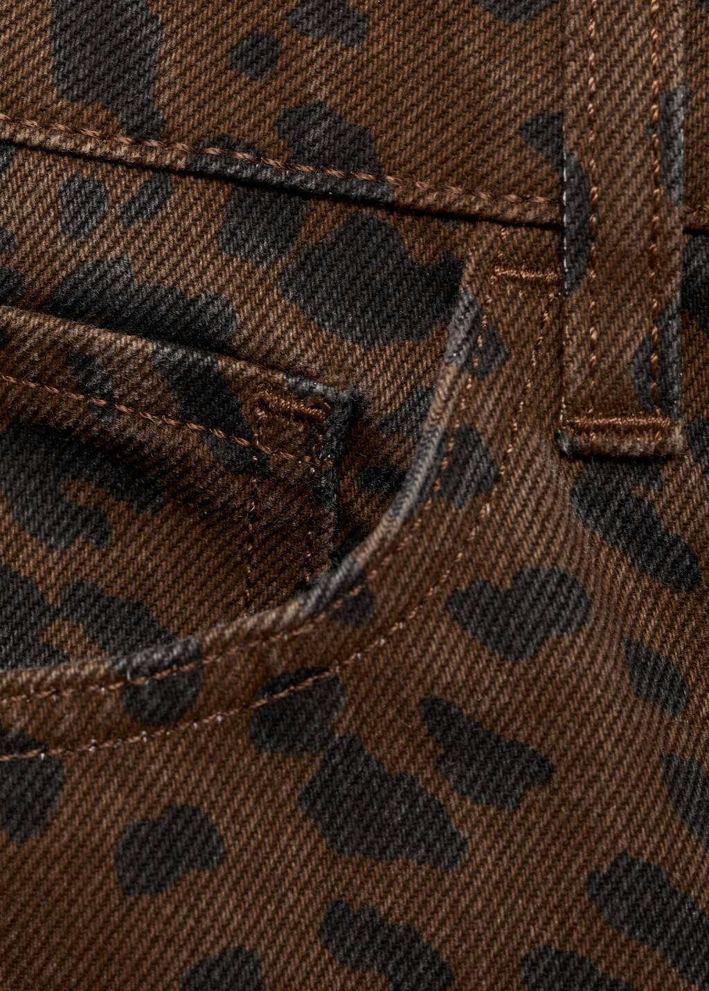 Brown Leopard-Print Straight Jeans, , large image number 1