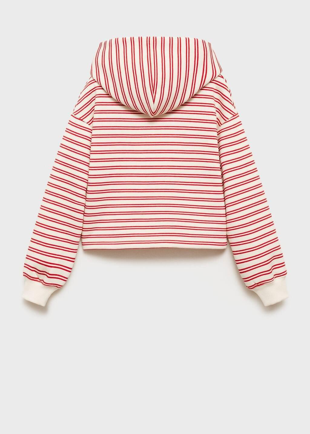 Red Striped Hooded Sweatshirt, Kids Girl, , large image number 2