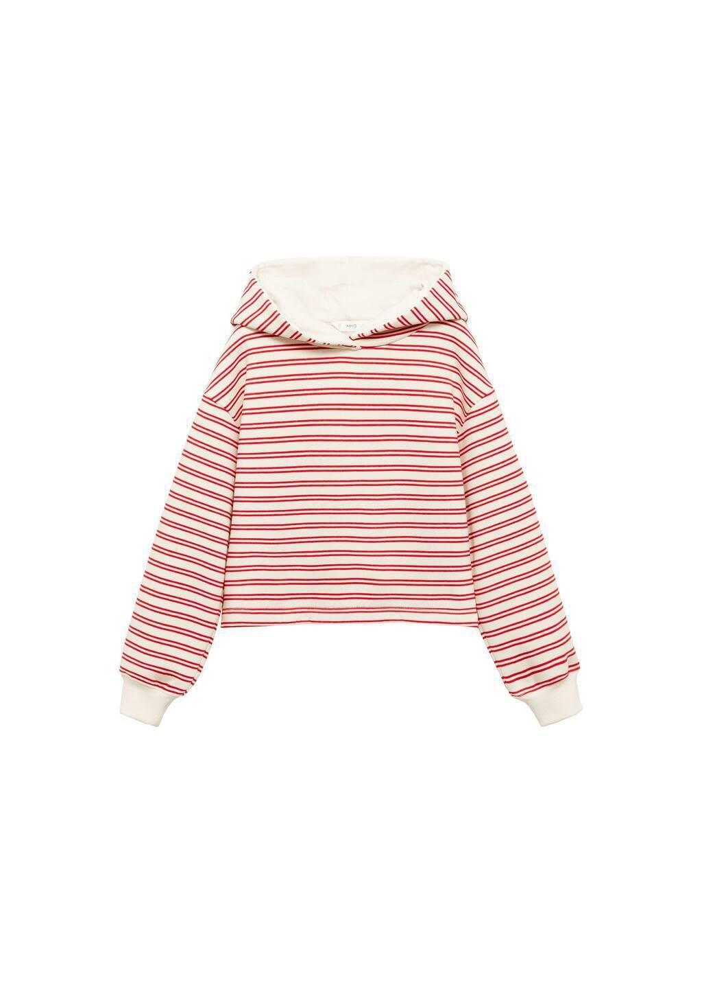 Red Striped Hooded Sweatshirt, Kids Girl, , large image number 4