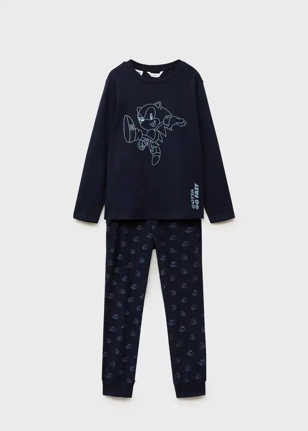 Navy Sonic Long Pyjamas, Kids Boy, , medium
