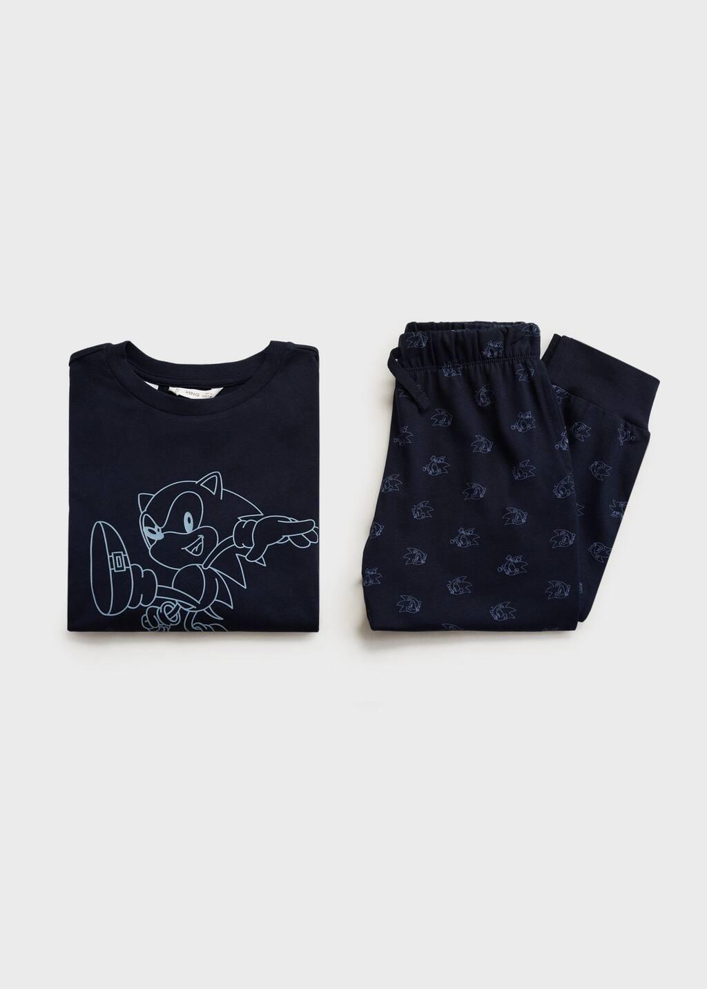 Navy Sonic Long Pyjamas, Kids Boy, , large image number 2