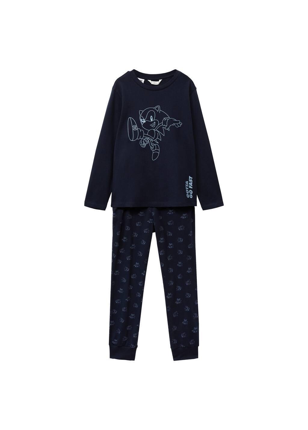 Navy Sonic Long Pyjamas, Kids Boy, , large image number 3