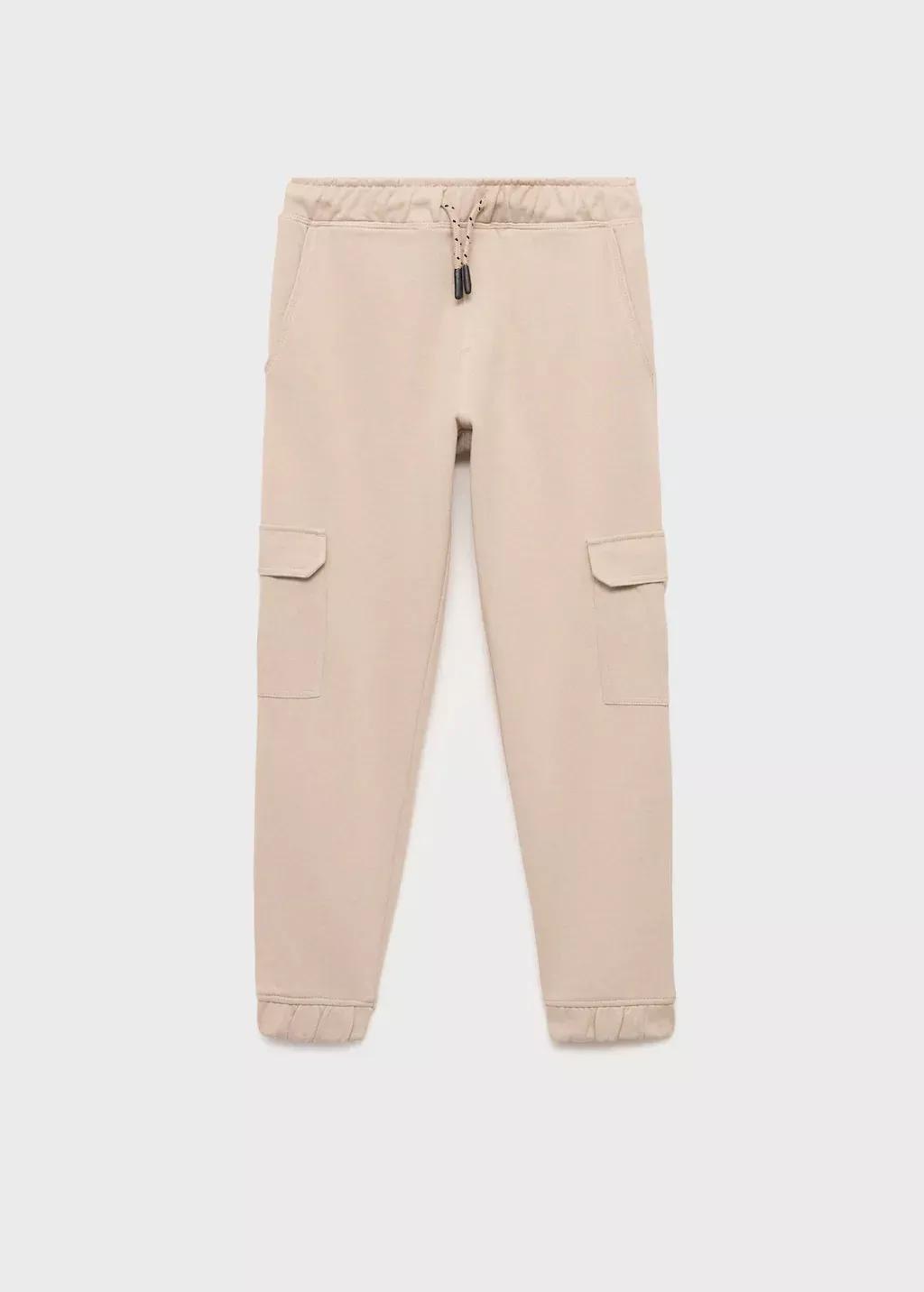 Brown Lt Pastel Cargo Jogger Trousers, Kids Boy, , large image number 0