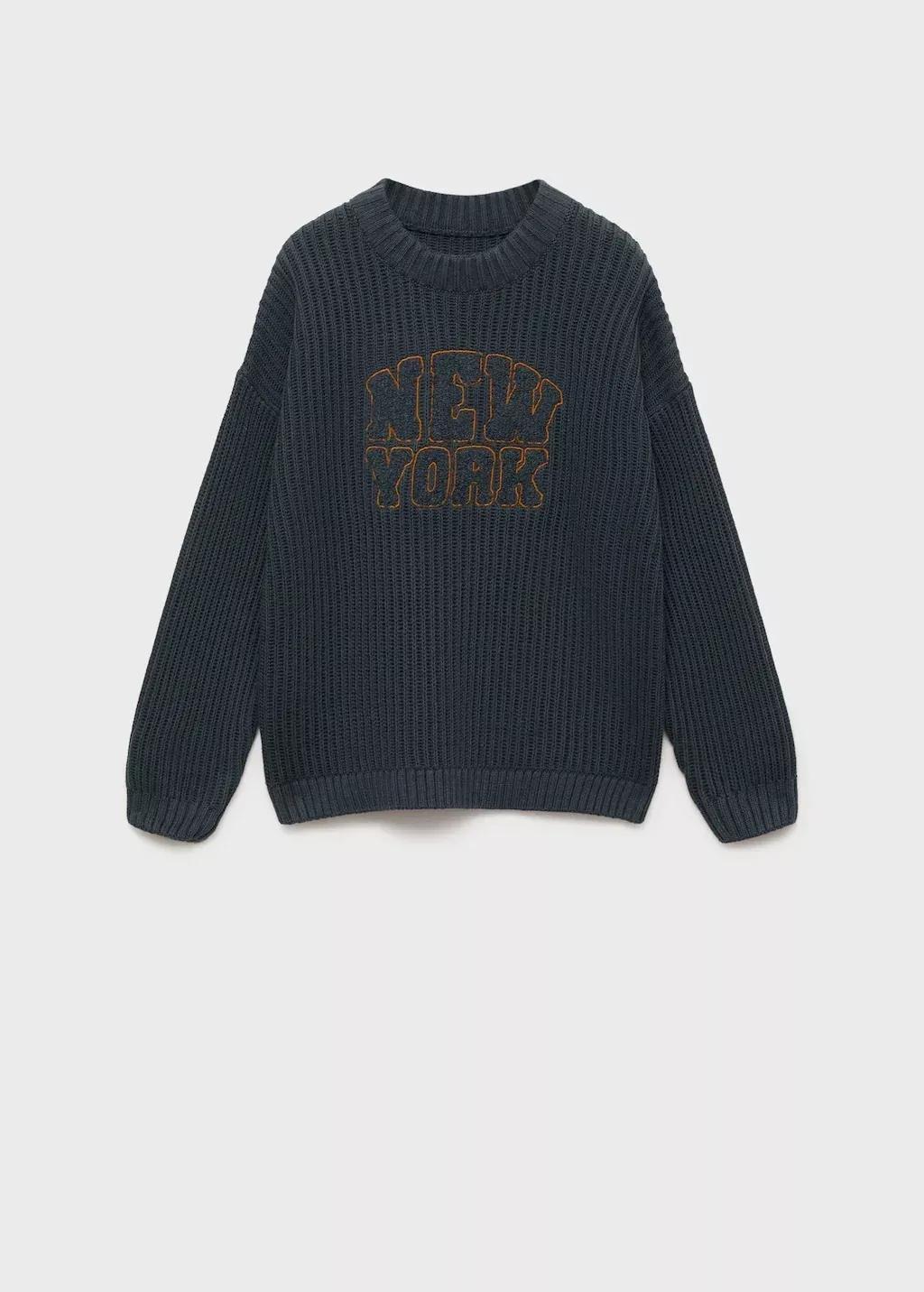 Blue Message Knitted Sweater, , large image number 0